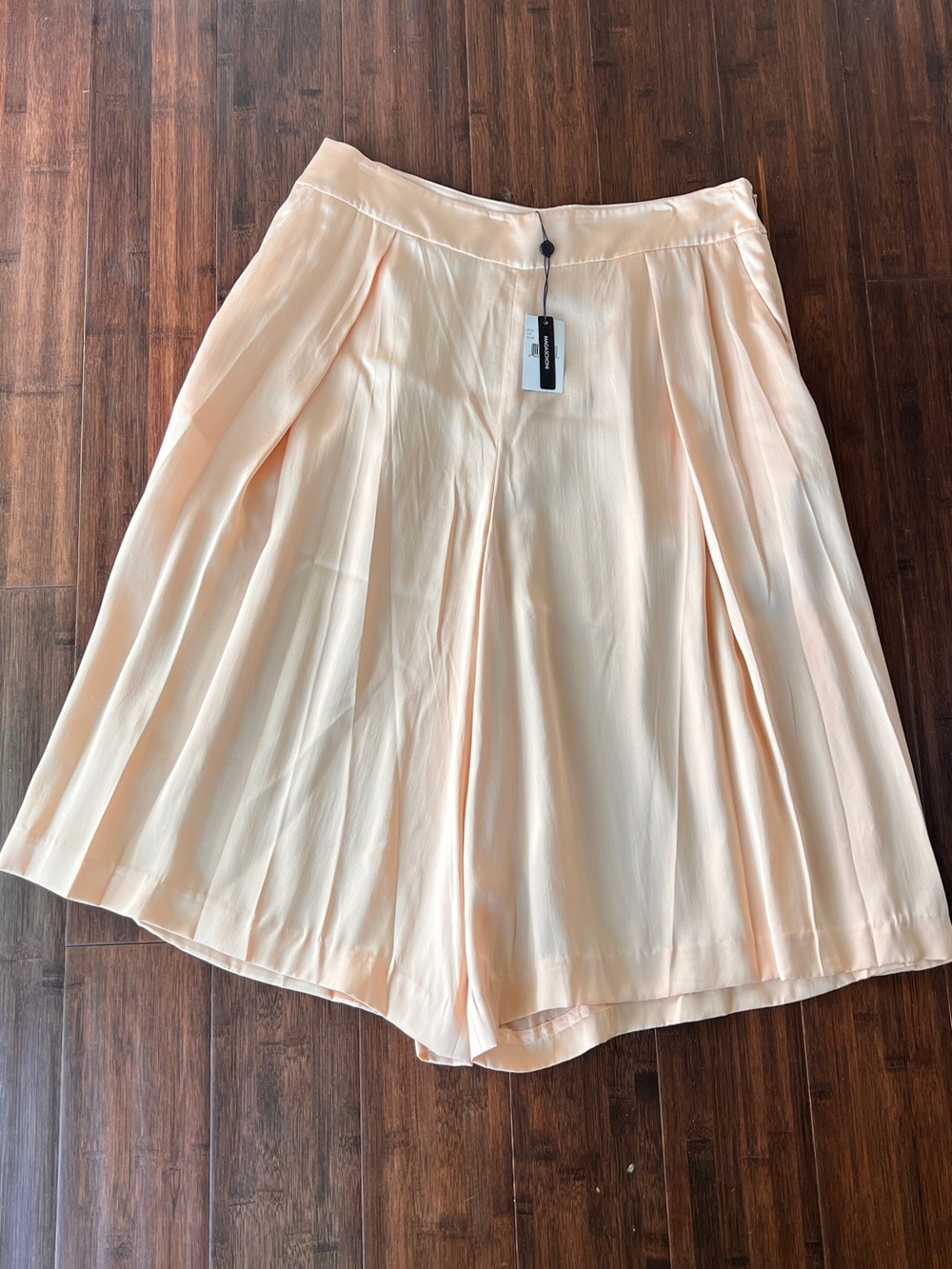 Pretty Blush Pink 100% Silk Satin Culottes Pants Skirt Flowy Sz 14 Magaschoni